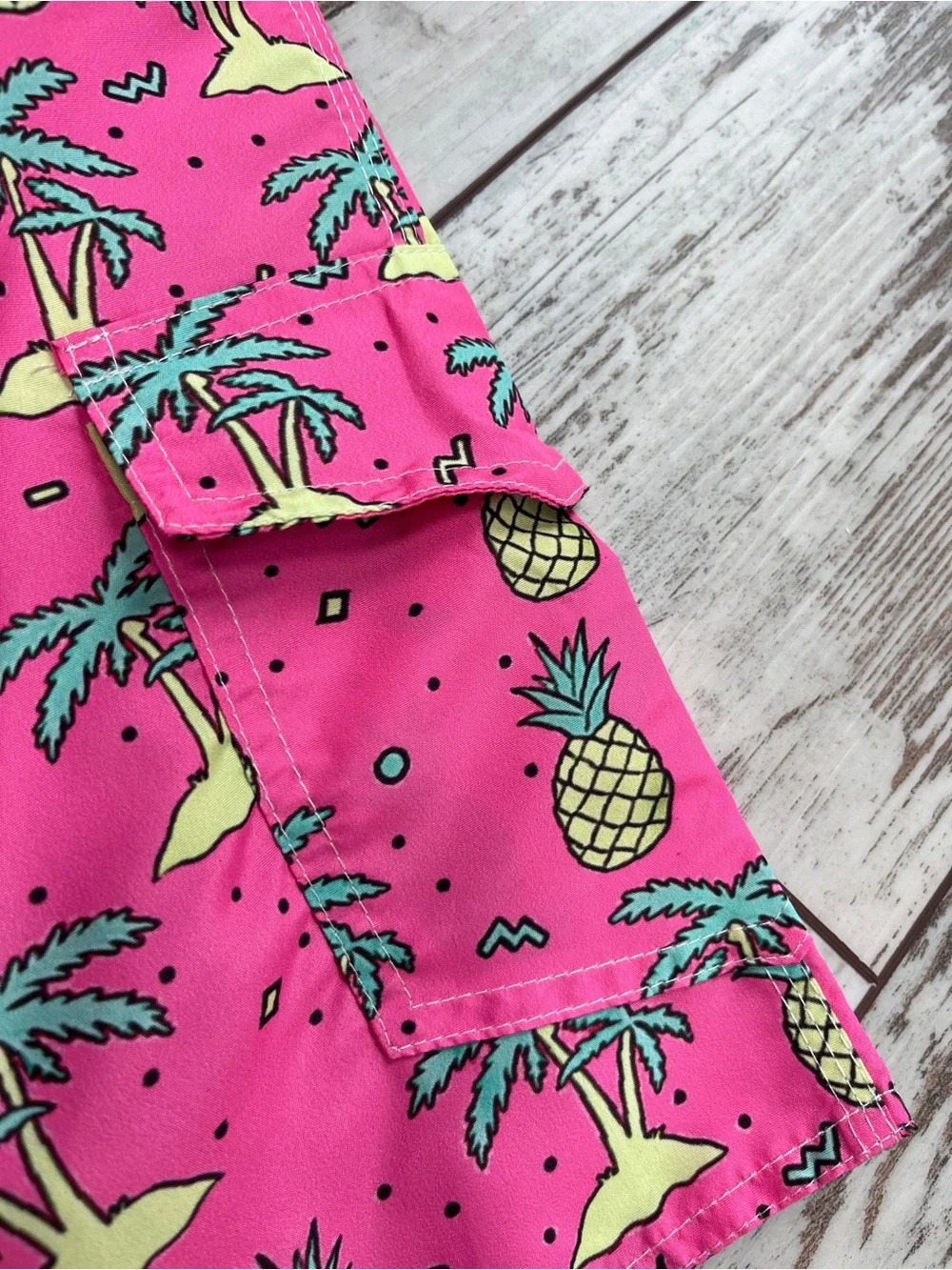 Scotamalone Mens XL Hot Pink Pineapple Palm Tree Swim Trunks Board Shorts NWT